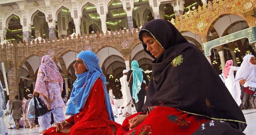 Women-only Umrah group sisters at Masjid al-Haram Makkah